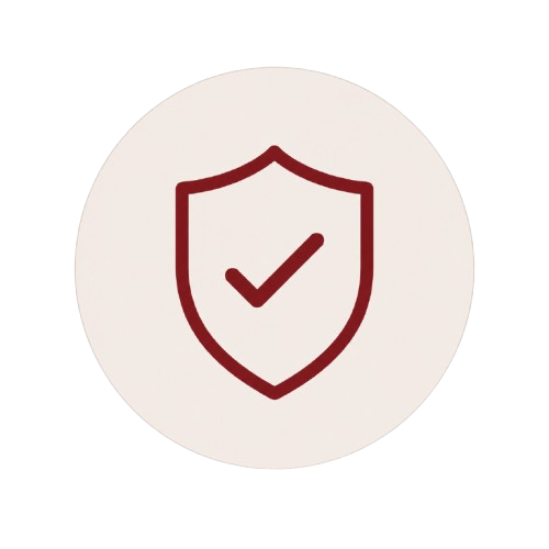 Shield icon with a checkmark inside, themed around security or protection.