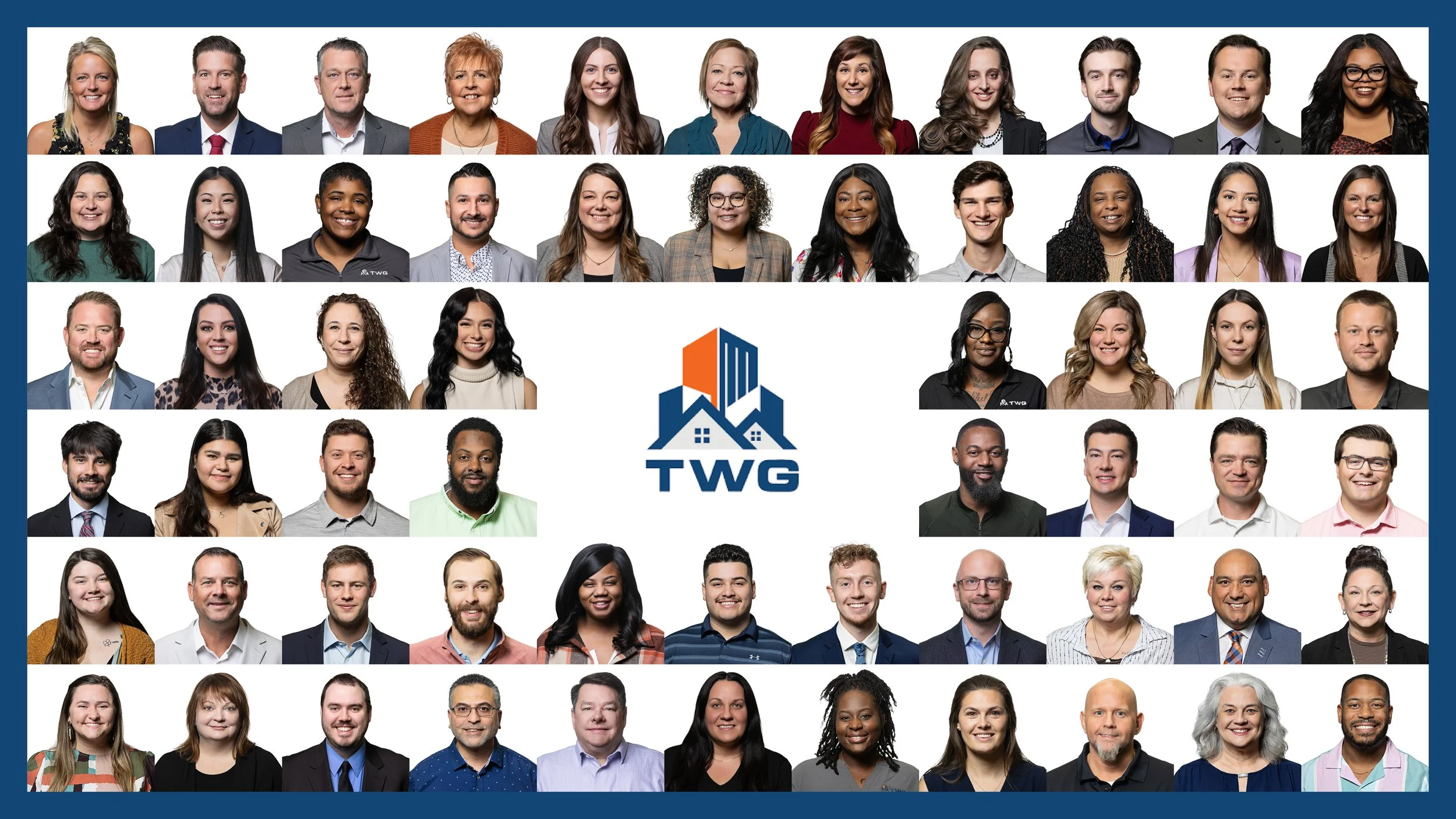 Large grid of matching corporate headshots for TWG Development in Indianapolis