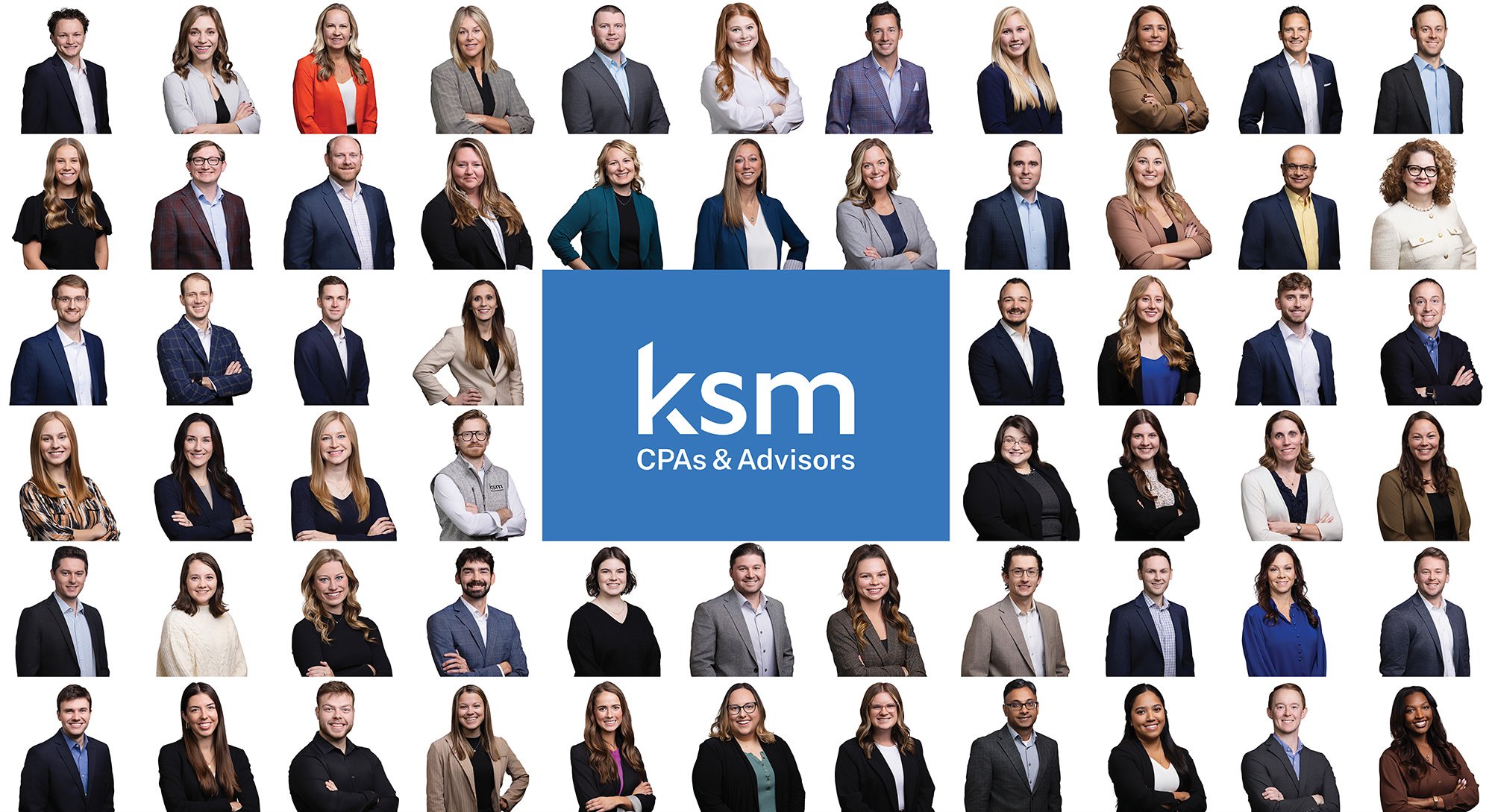 Large grid of matching employee headshots for KSM CPAs & Advisors in Indianapolis