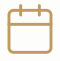 A simple, beige calendar icon with a grid and two rings at the top.