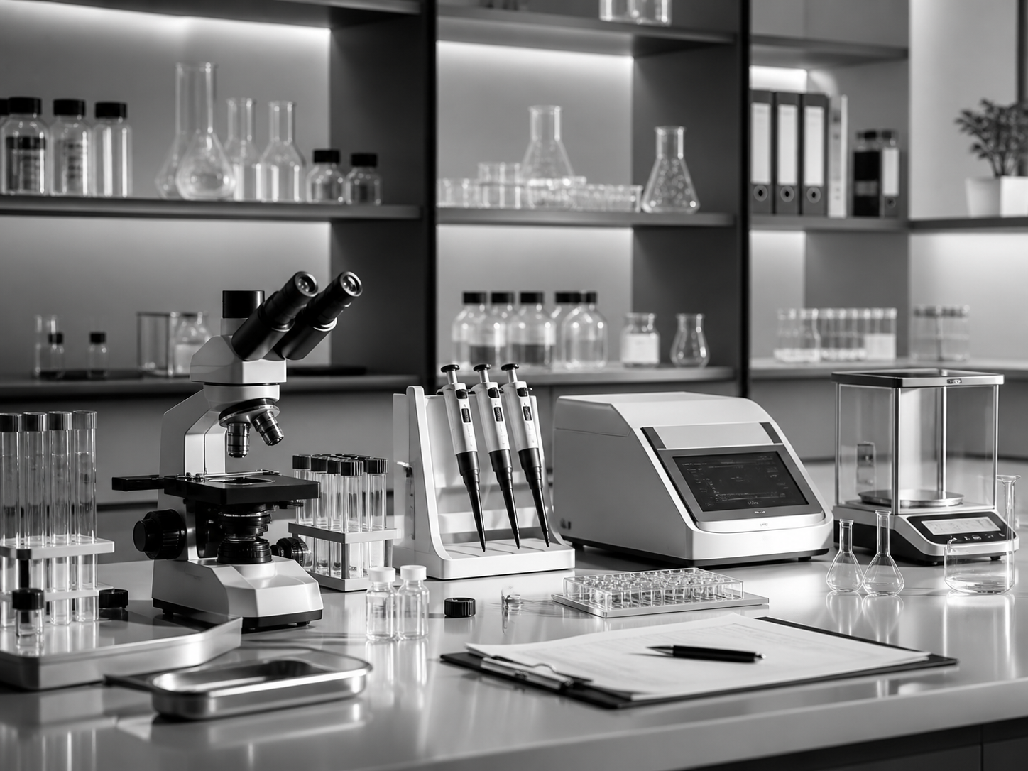 Laboratory instruments, scientific equipment, components, and supplies for research and technical facilities.