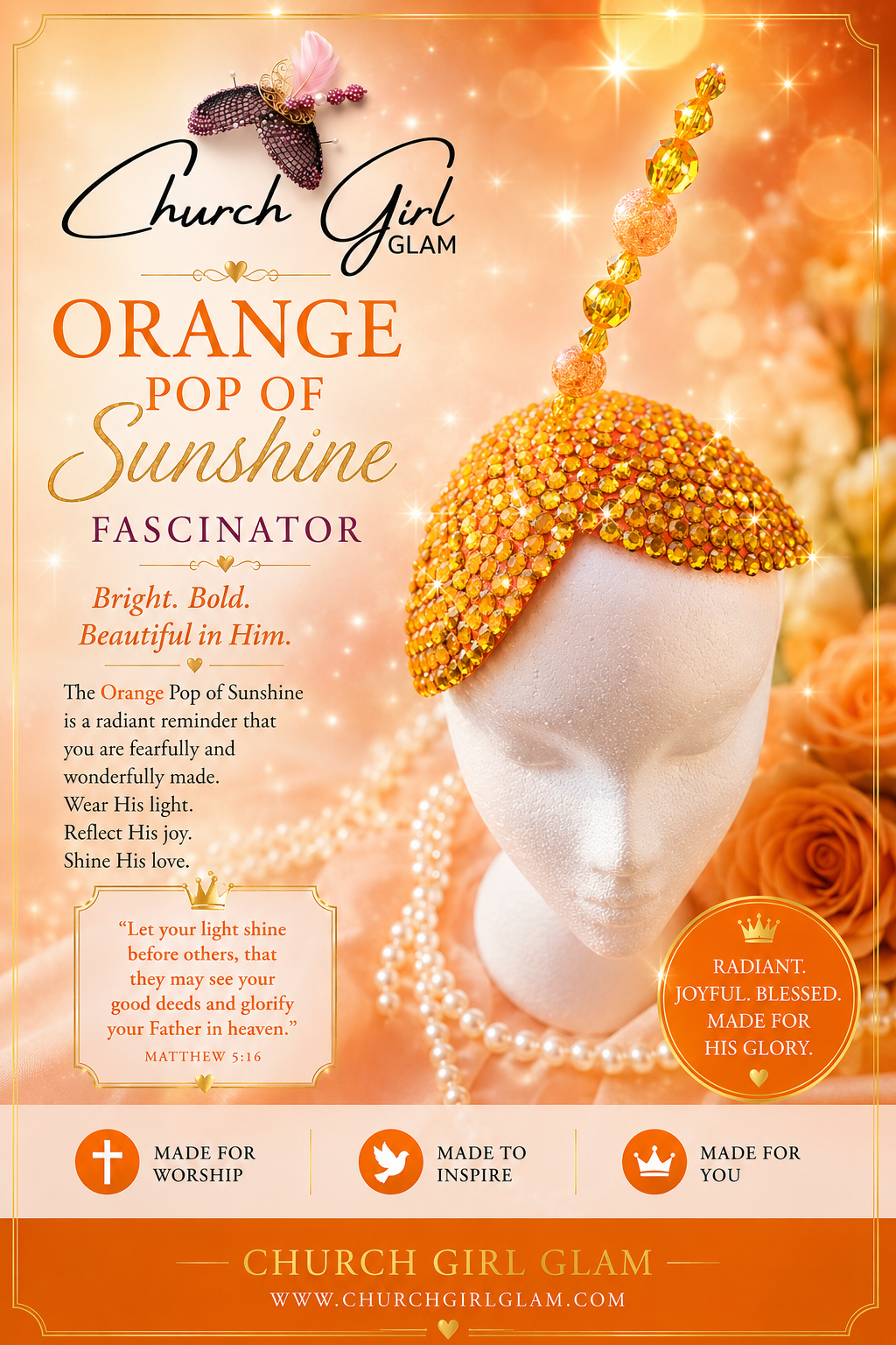 Orange Pop of Sunshine Fascinator