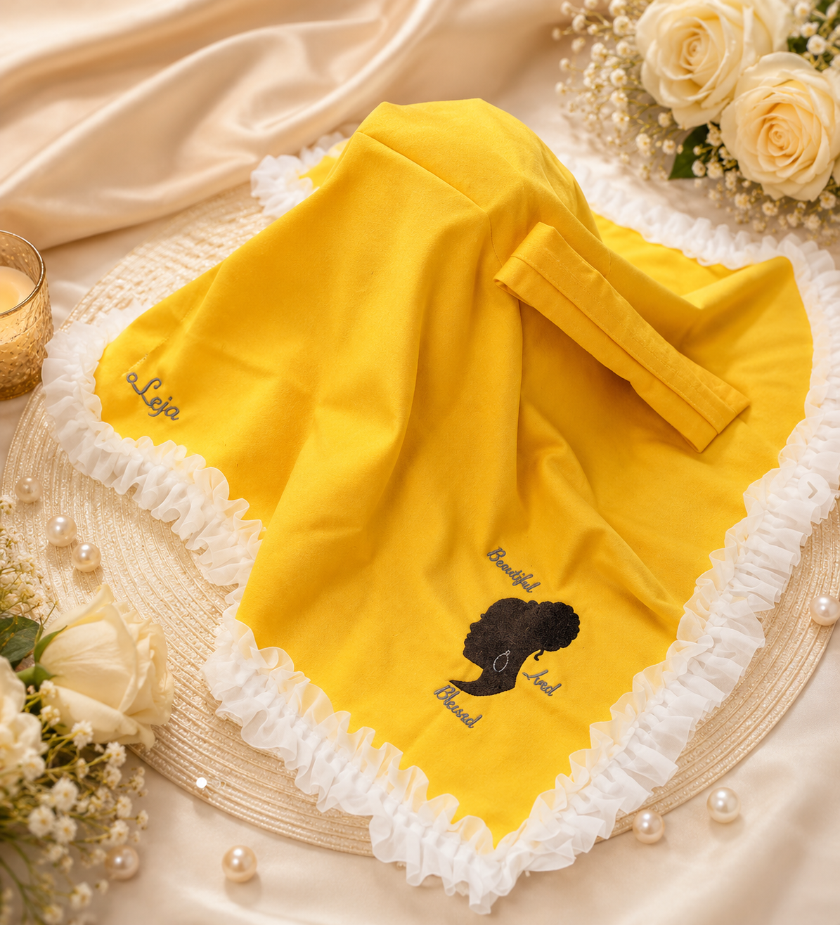 Blessed & Beautiful - Yellow & White Lap Scarf