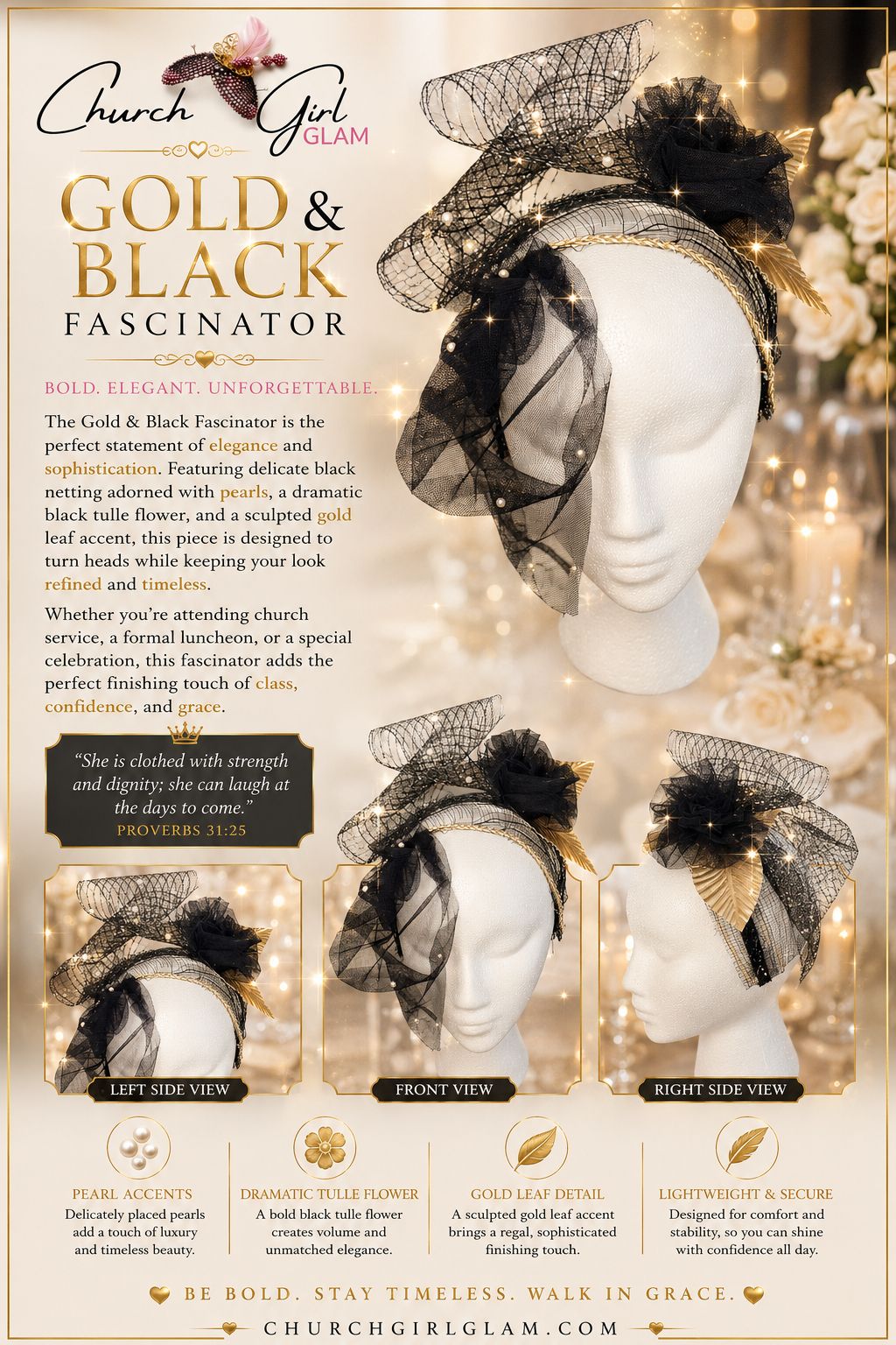 Black & Gold Fascinator