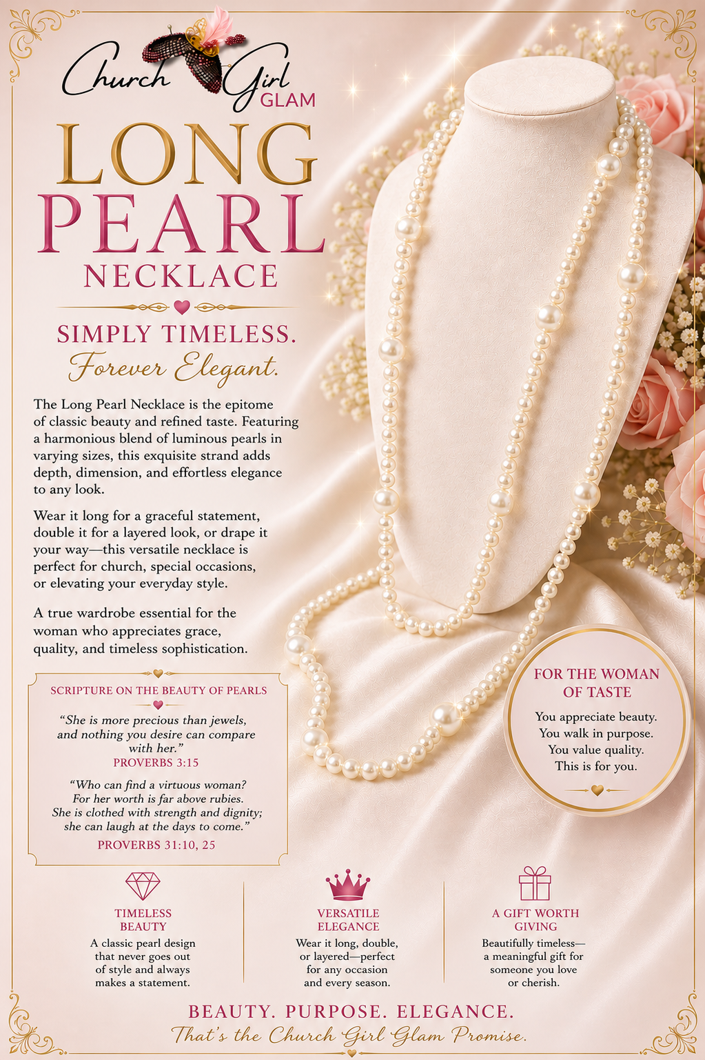 Long Pearl Necklace