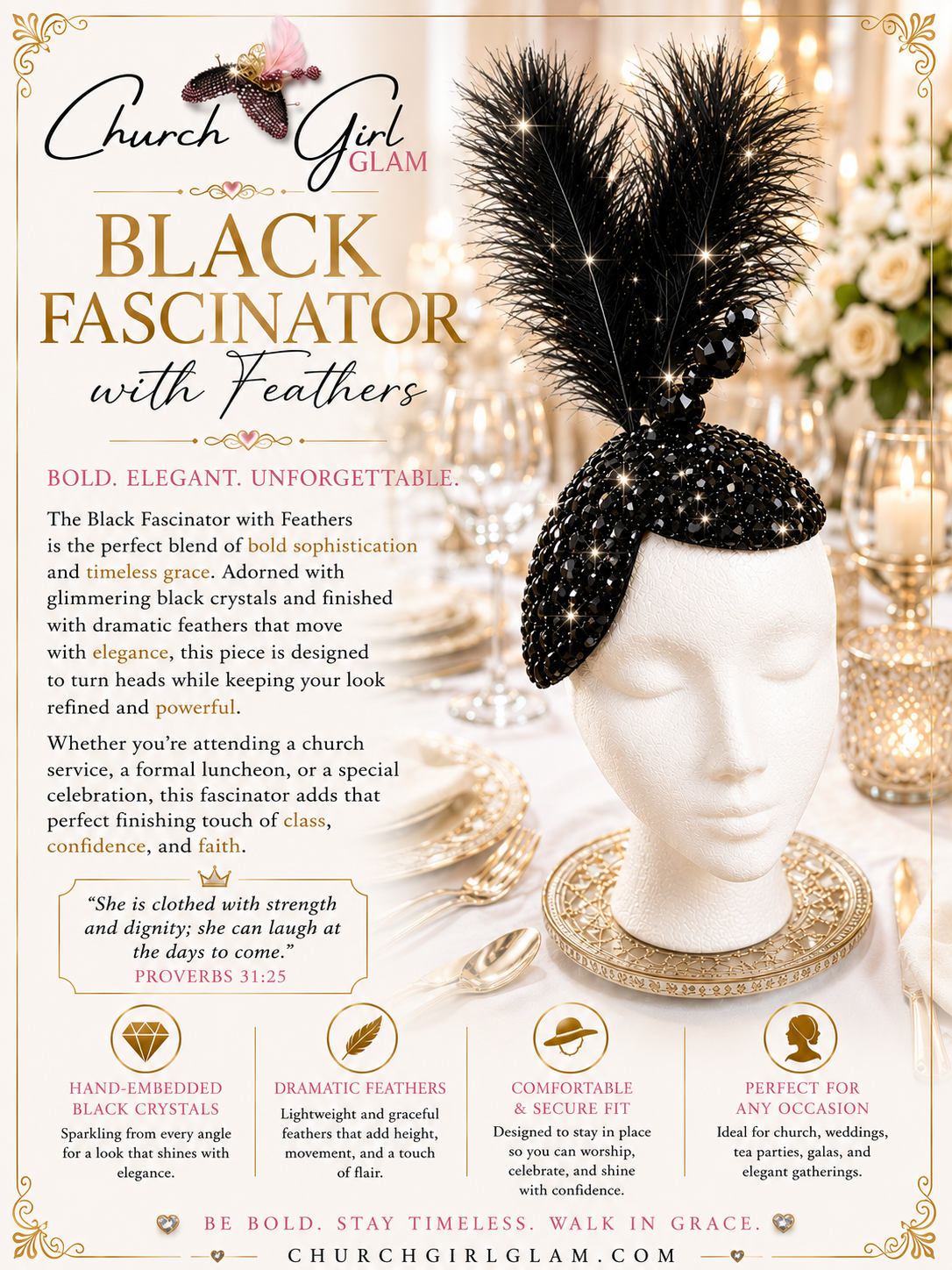 Black Fascinator with Feathers