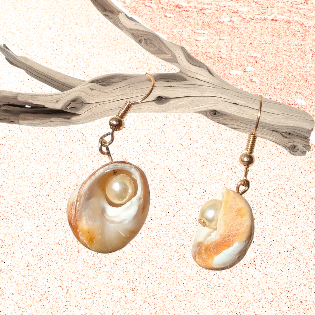 white shell earrings Front