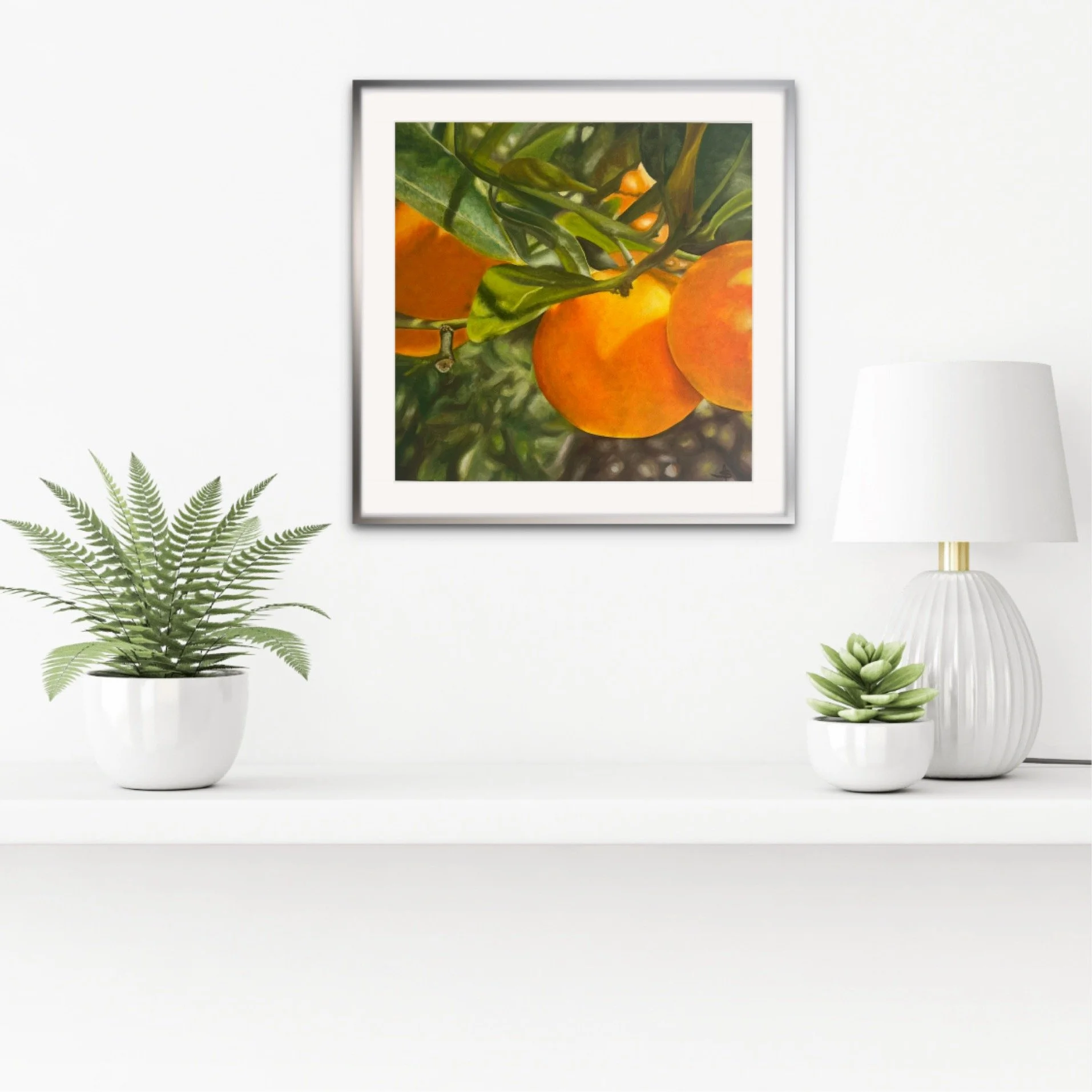 Abundance scripture-inspired fine art print by Amanda Stacey displayed in a contemporary neutral interior