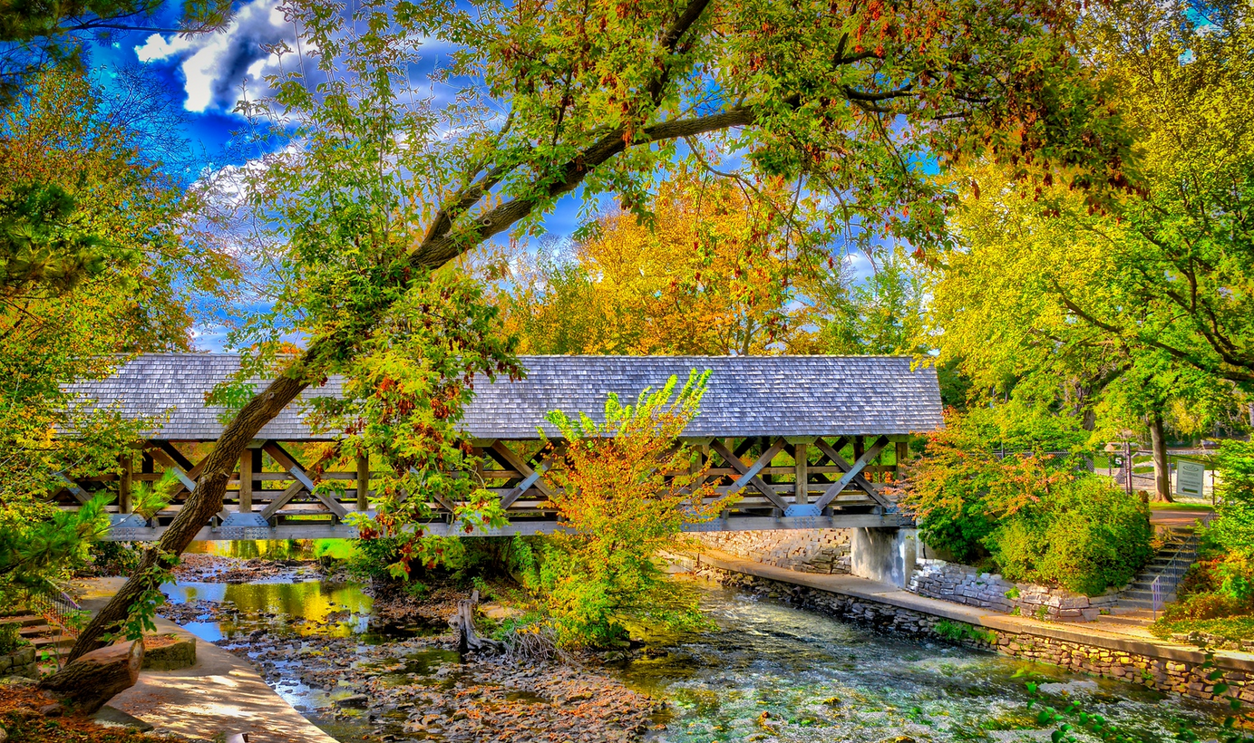 Scenic Naperville bridge landscape—the kind of local inspiration that Hobson Mowers brings to your yard.
