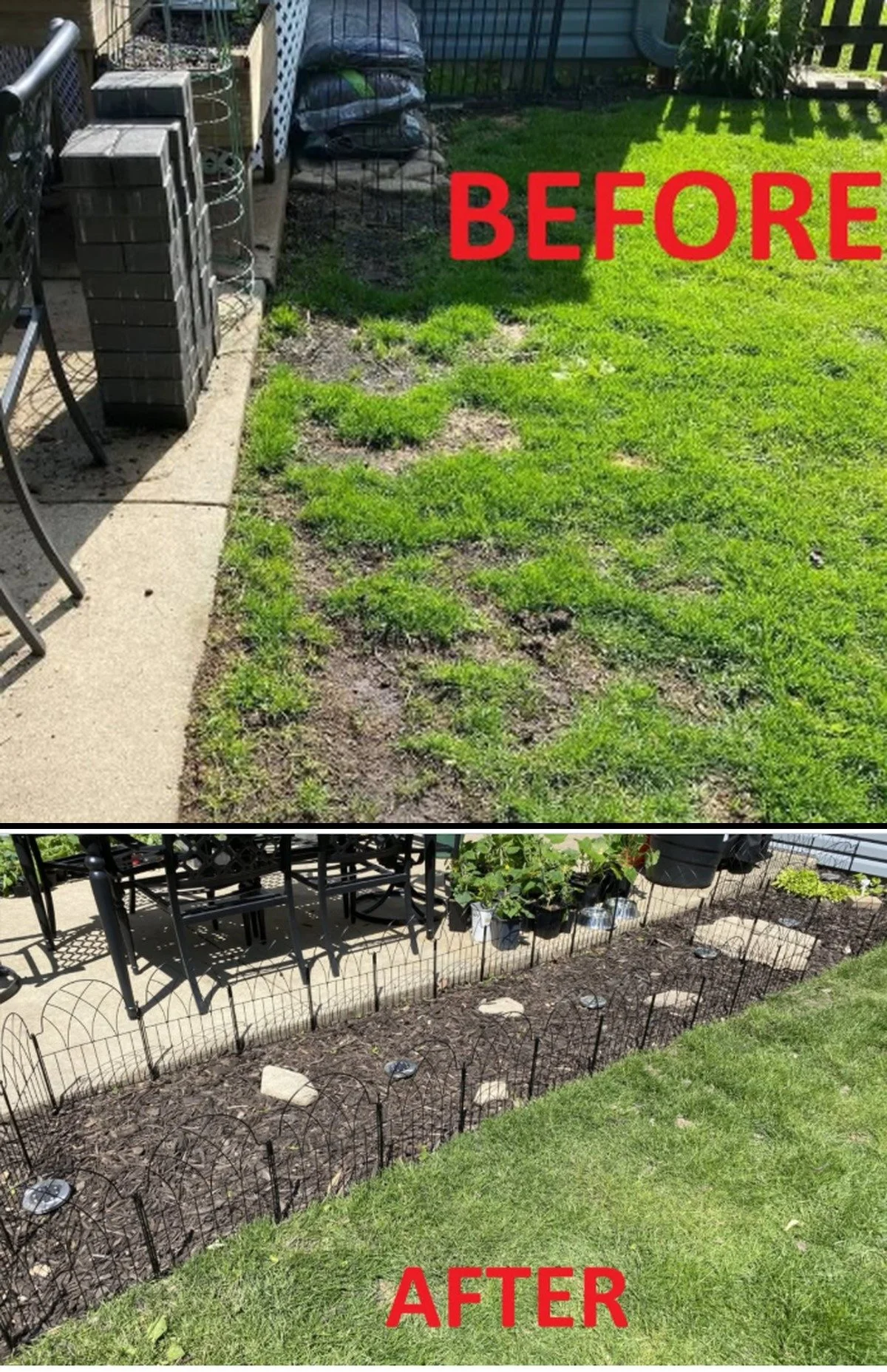 From spotty grass to nice garden bed.