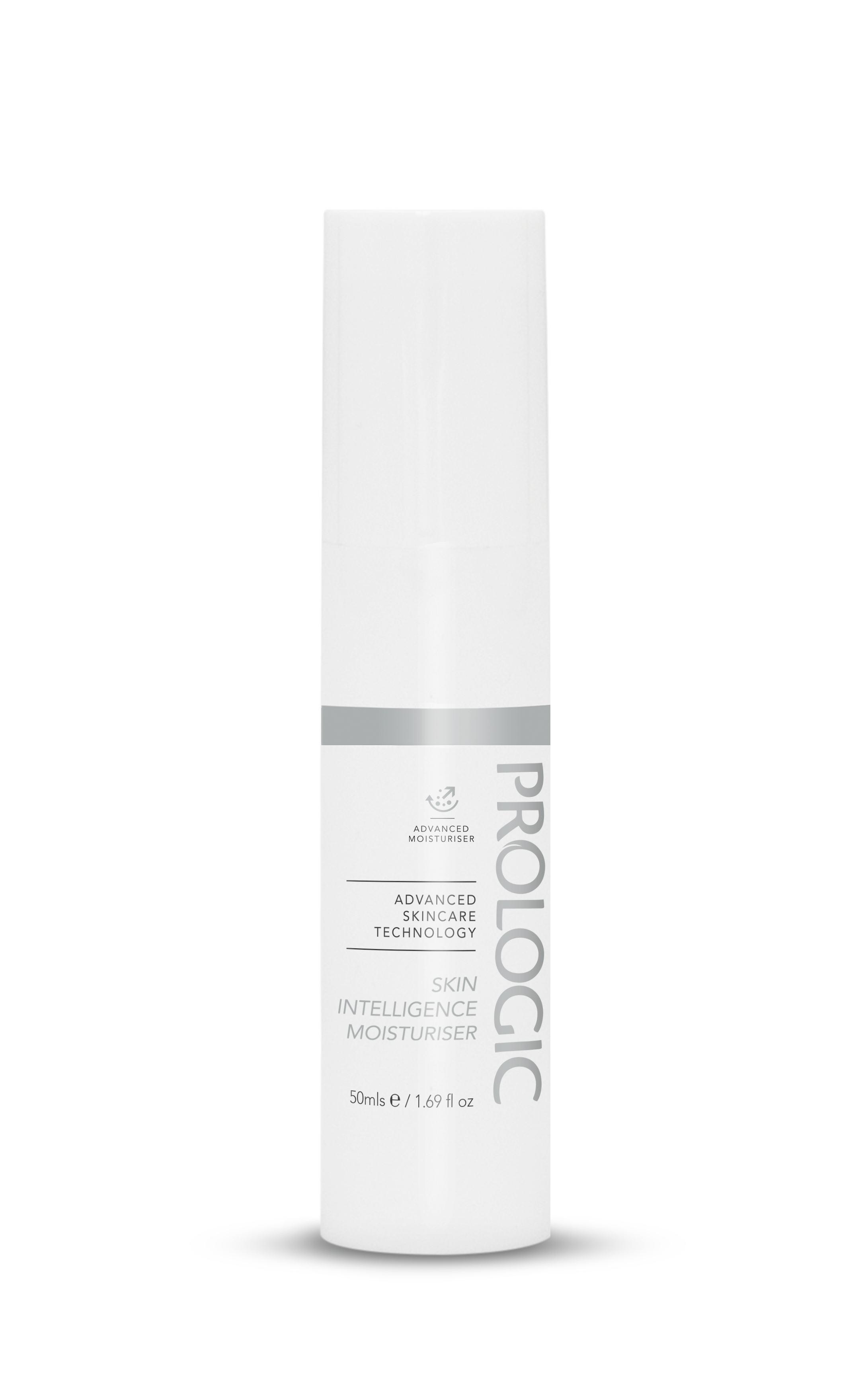 A white tube of Proactiv skincare product, labeled as advanced skin care technology and moisture, standing upright against a black background.