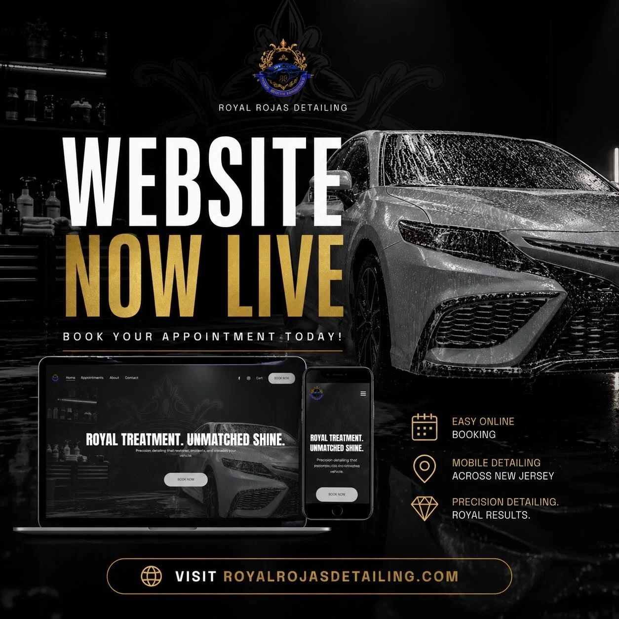 The wait is over.

Our official website is now LIVE
https://www.royalrojasdetailing.com/

Booking your detail just got easier than ever.
Choose your service, pick your time, and let us handle the rest.

Luxury mobile detailing across New Jersey
Your 