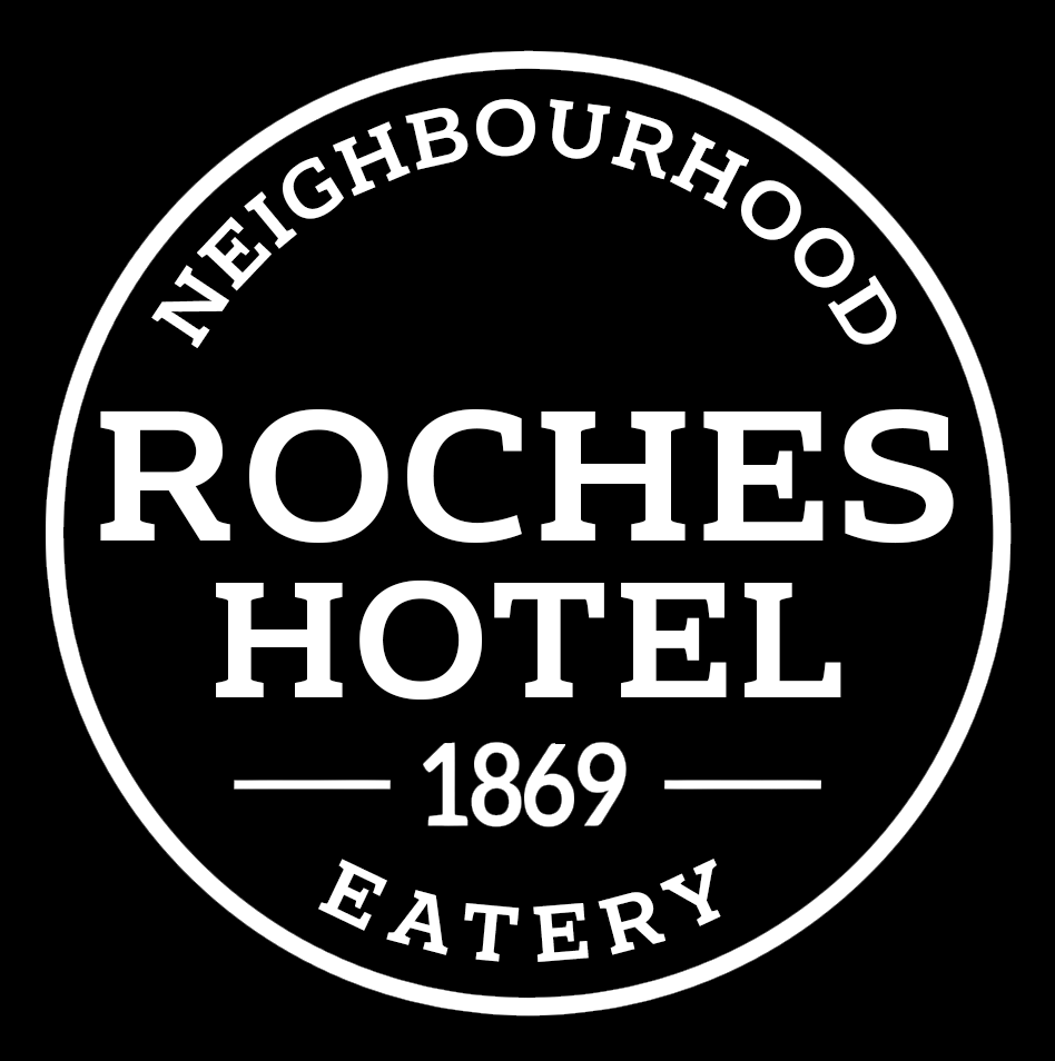 Logo for Roches Hotel, established in 1869, with the words Neighborhood and Eatery