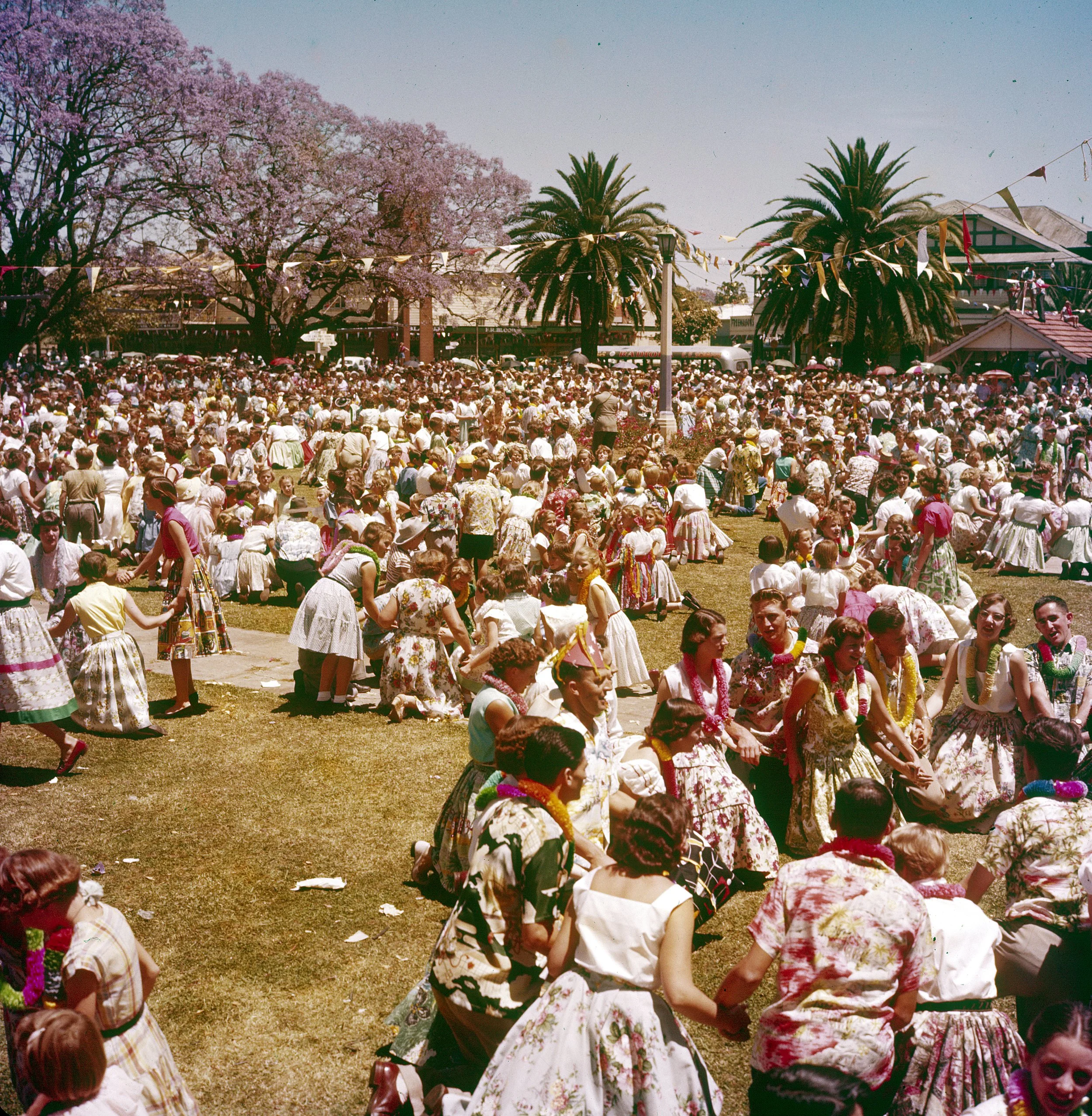 Within a few years the entire town got into the “Jacaranda Spirit”. Folk dancing became a community thing to do en masse