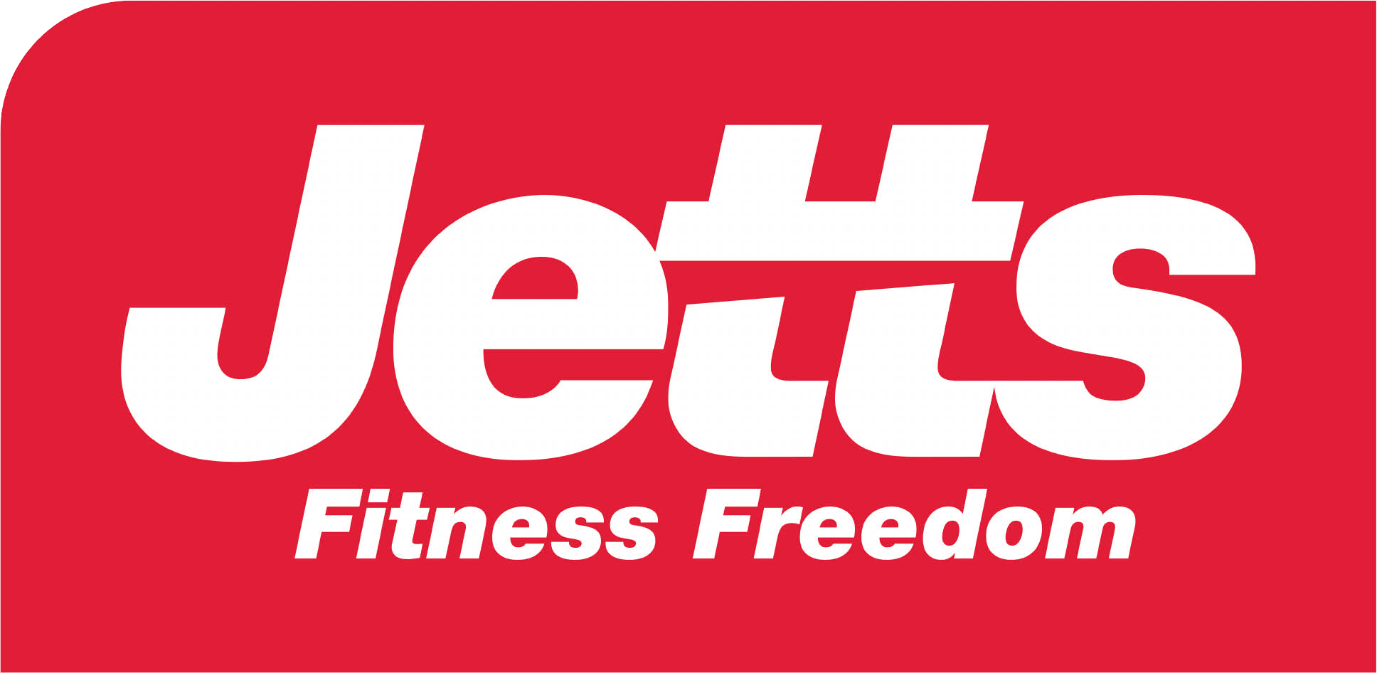 Jett's Fitness Freedom logo with white and green text on a red background.