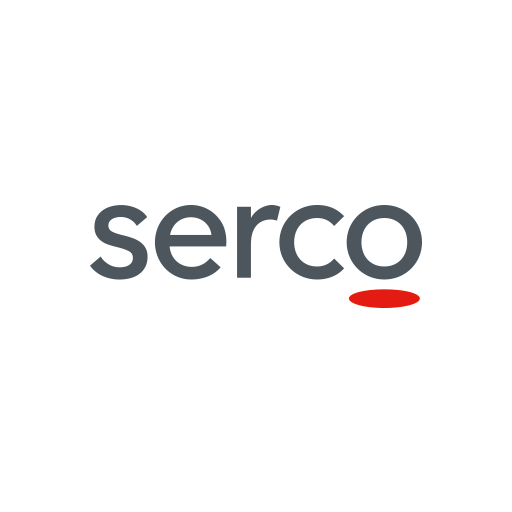 Serco logo with black lowercase letters and a red oval underneath the letter 'o' on a white background.