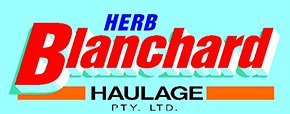Herb Blanchard Haulage logo with red, blue, and orange text
