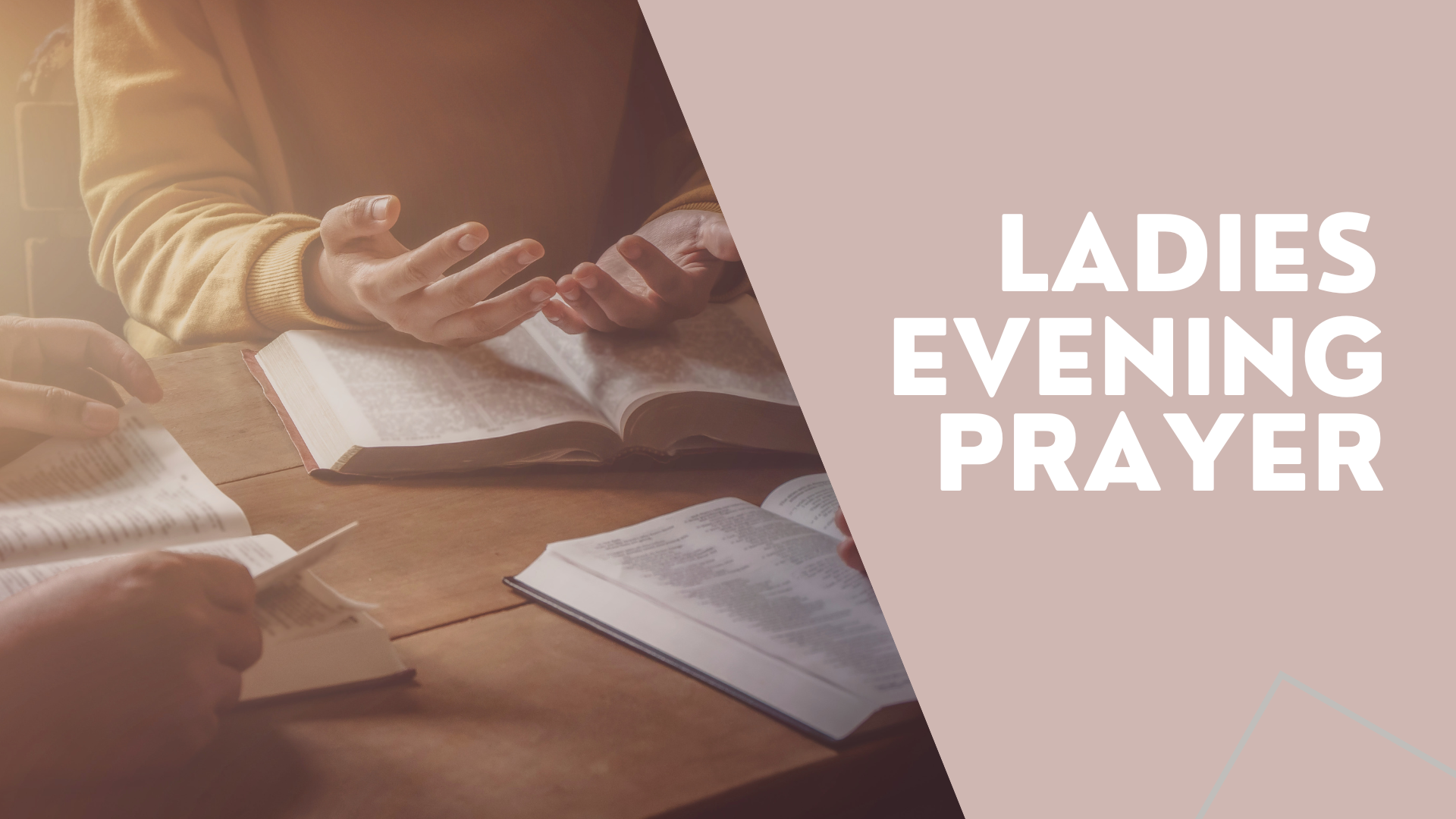 People reading and studying the Bible at a table during an evening prayer event in Woodbury..