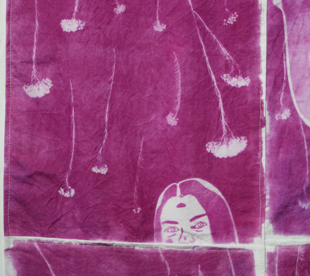Where Light Touches Memory, 2026, Cyanotype on 100% Cotton Fabric Sewn Quilt Detail Shots