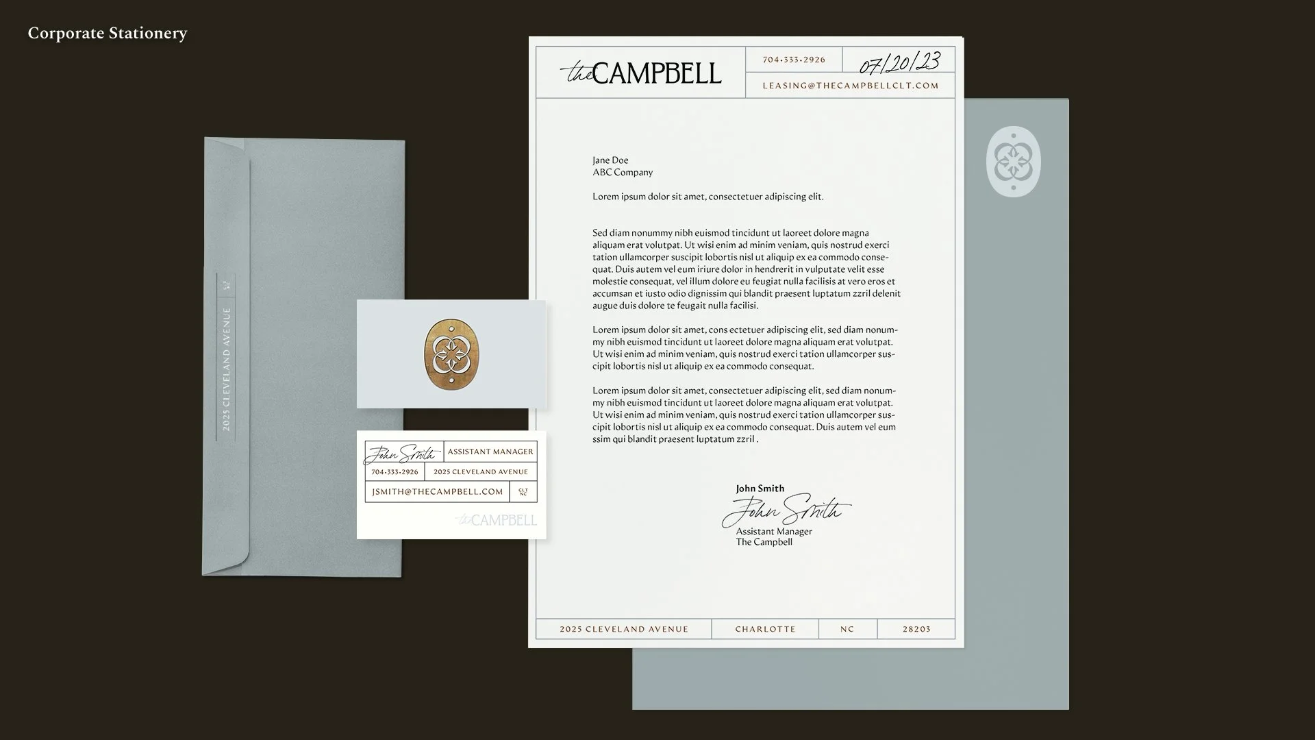 The Campbell corporate stationery set