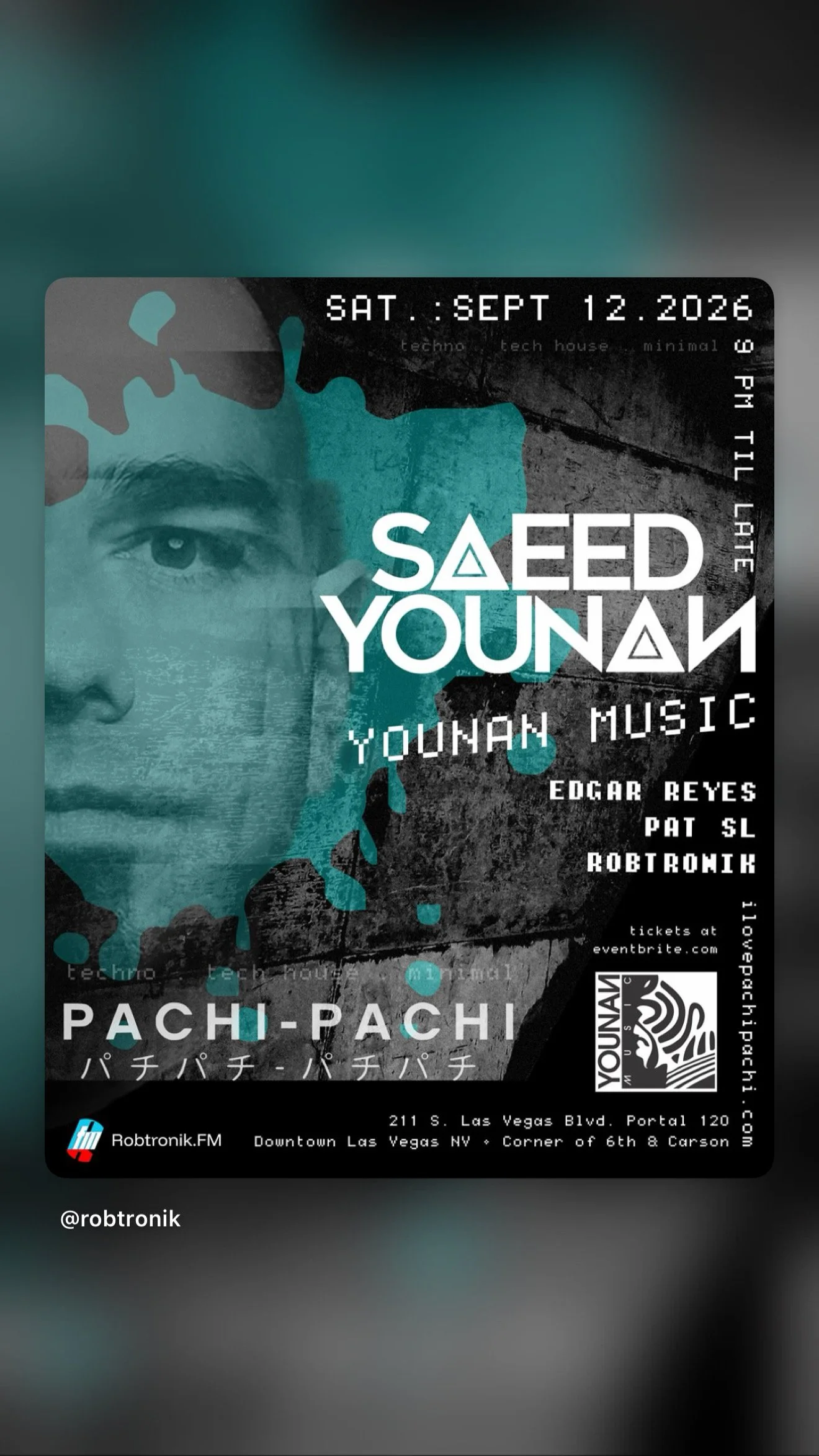 Saeed Younan tonight! Rick Wade recovers; Fatima Hajji at Bauhaus LV tonight.