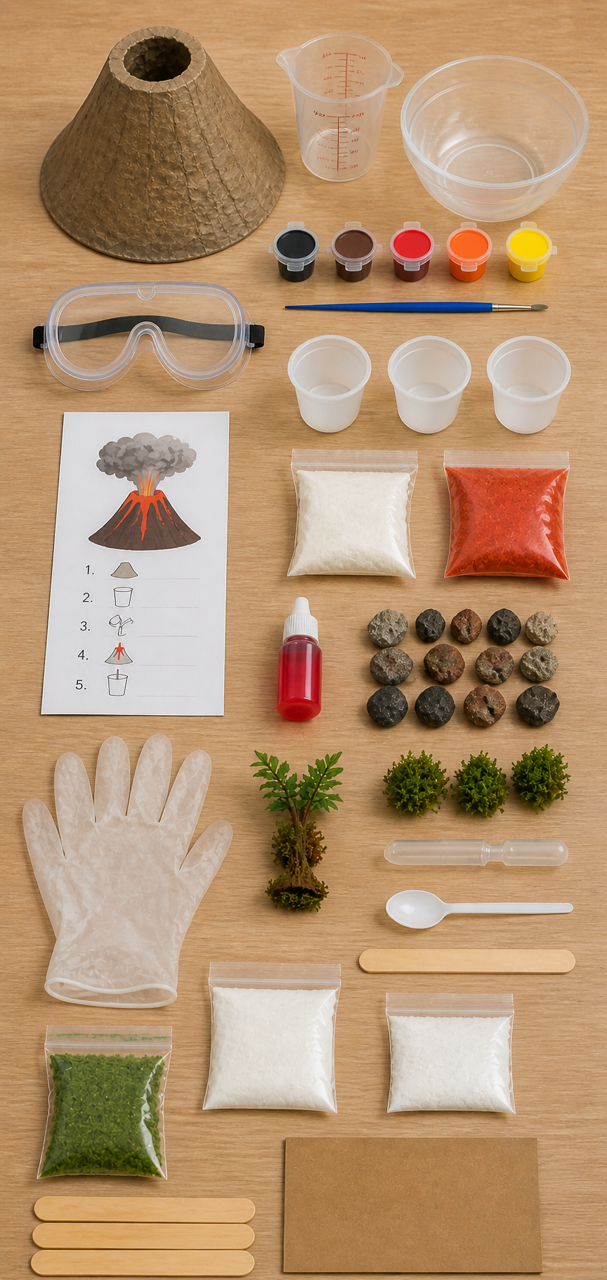 An example of products that come in the Volcano kit.