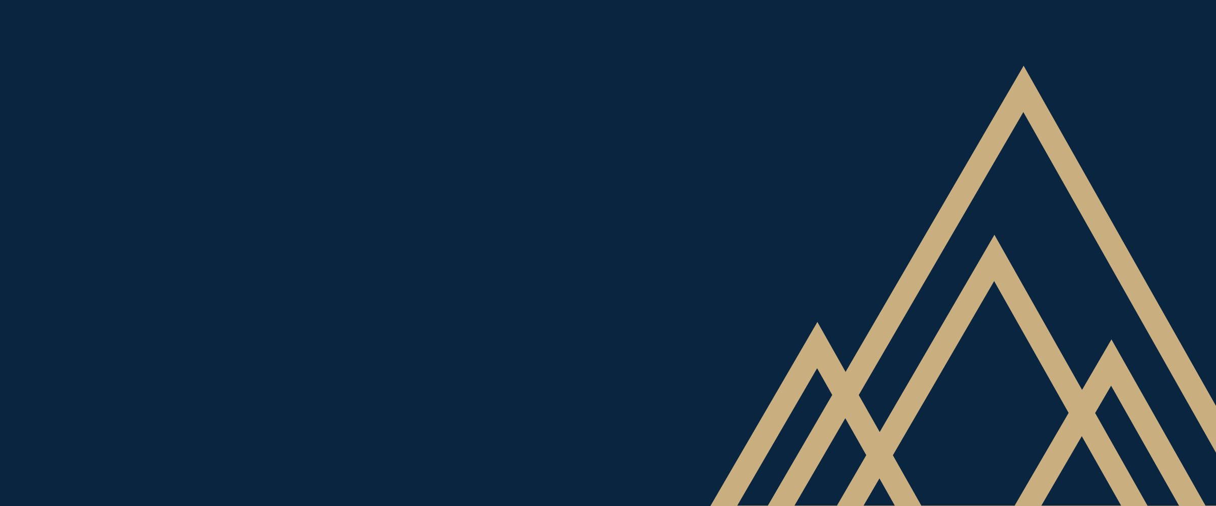 Navy blue background with gold mountain graphic