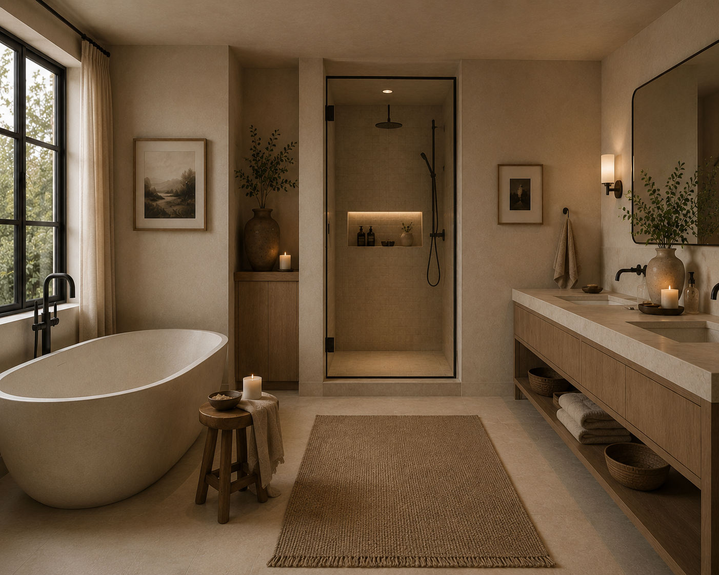 High End Luxury Custom Designed Modern Primary Bath by Ellara Interiors