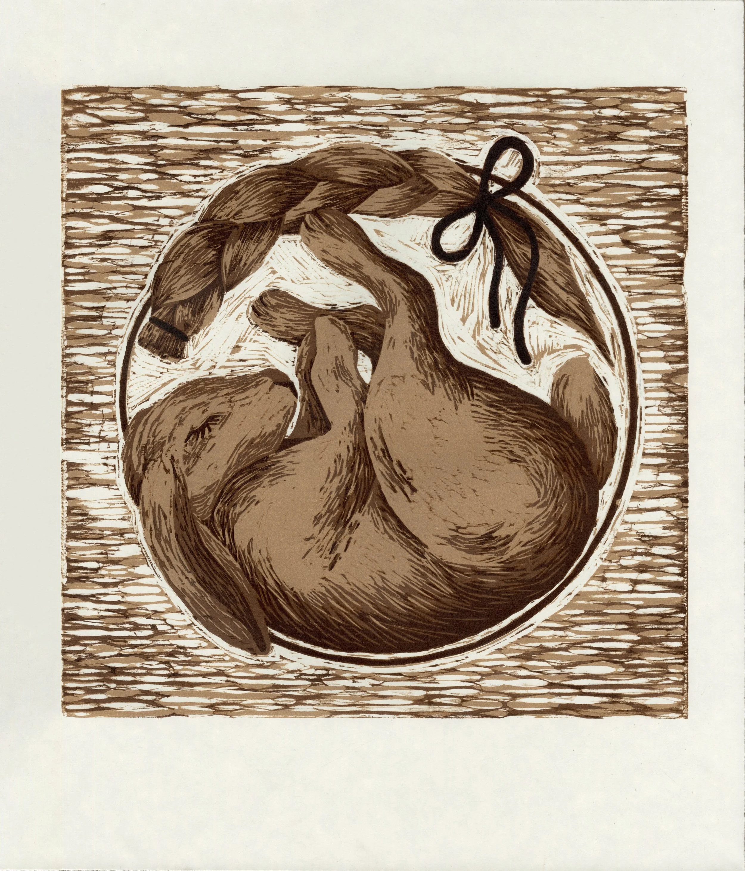 Hair/Hare v.1
4-layer reduction woodcut print on paper
14.25” x 12.25”
2024