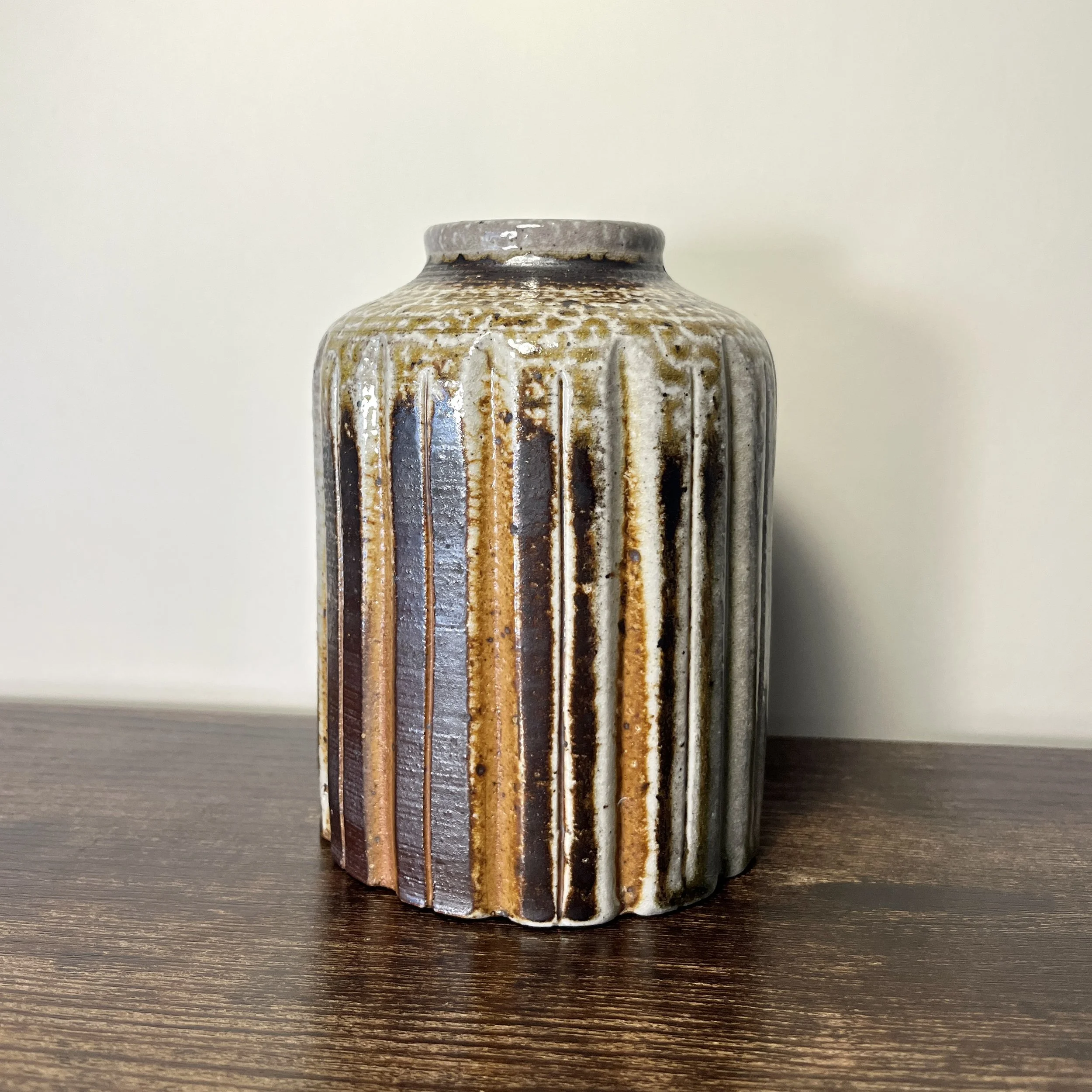 Soda Fired Small Vase - Stripes 1