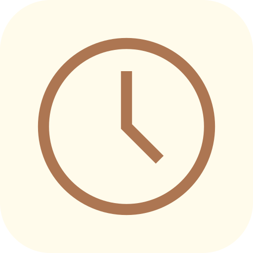 Simple clock icon showing the time as 3:00.
