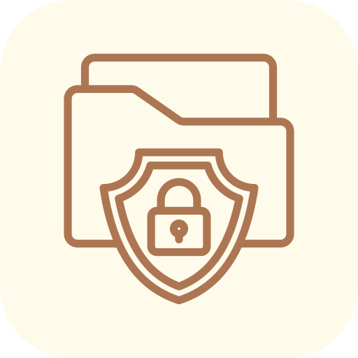 Folder with a shield and lock icon indicating security or privacy.
