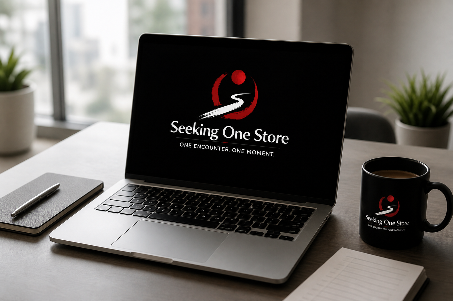 Laptop with logo