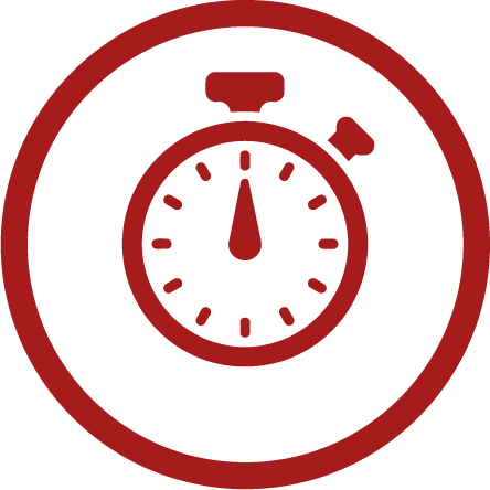 Red stopwatch showing 12:00.