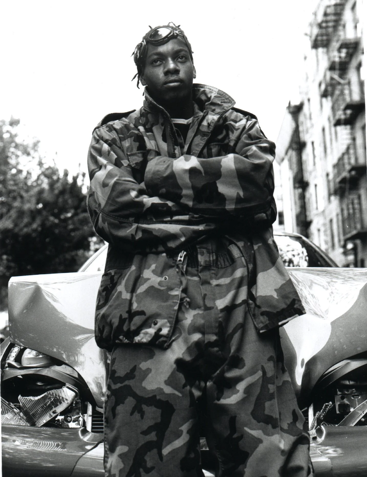 Independent film actor and rapper Kamouflage aka KZ on the set of the indie movie 'Threat' in 1998 NYC.