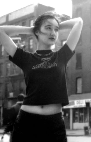 Independent film punk actress on location in 1998 producing indie movie 'Threat'.