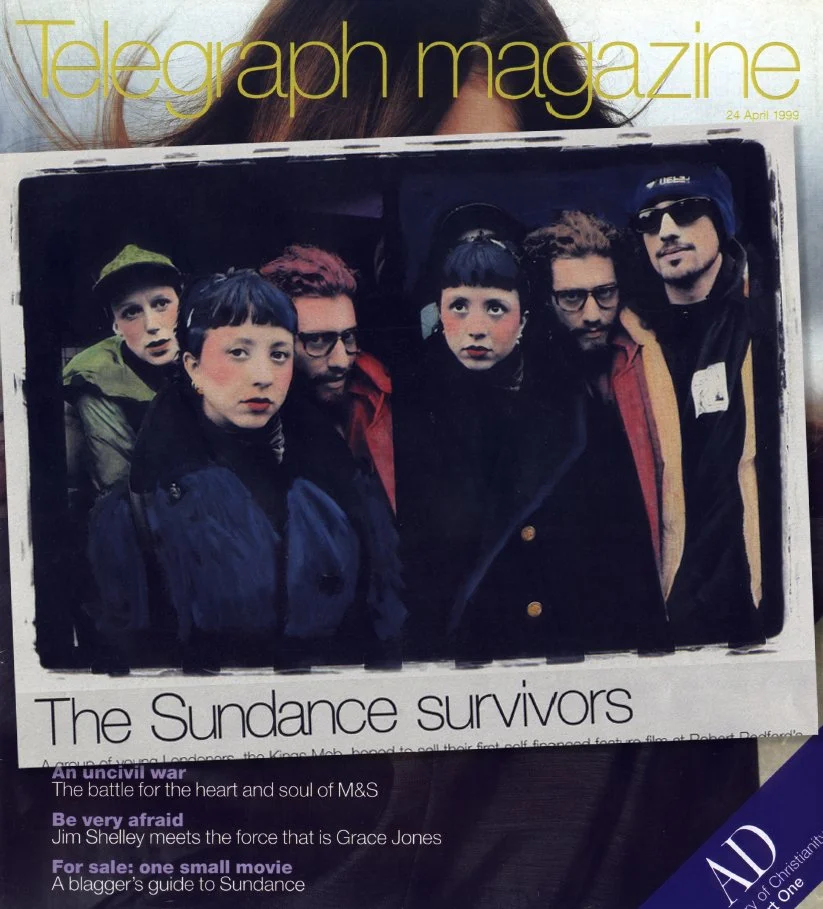 Daily Telegraph Saturday Magazine cover featuring punk filmmakers The Kings Mob independent filmmaking crew who made the Sundance Film Festival punk indie movie 'Threat'. Directed by Matt Pizzolo. Produced by Katie Nisa.