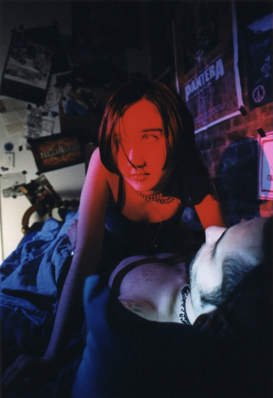 Punk movie actress and actor perform sex scene in independent film 'Threat' shot in 1990s New York City