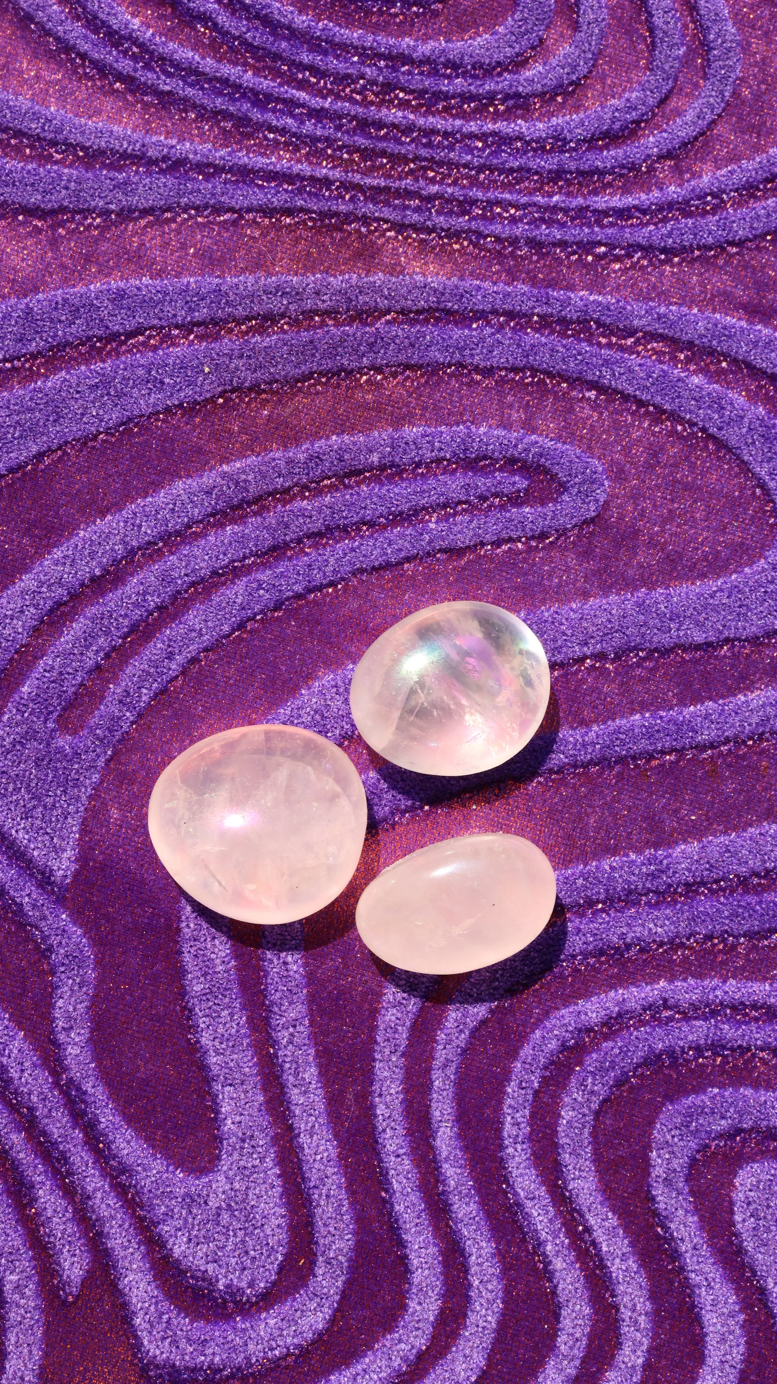 rose aura quartz palm stone