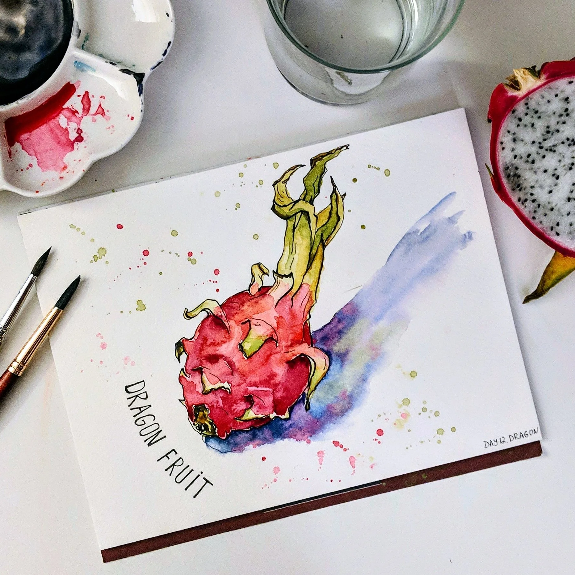 Dragonfruit • watercolor • 9x7" • available