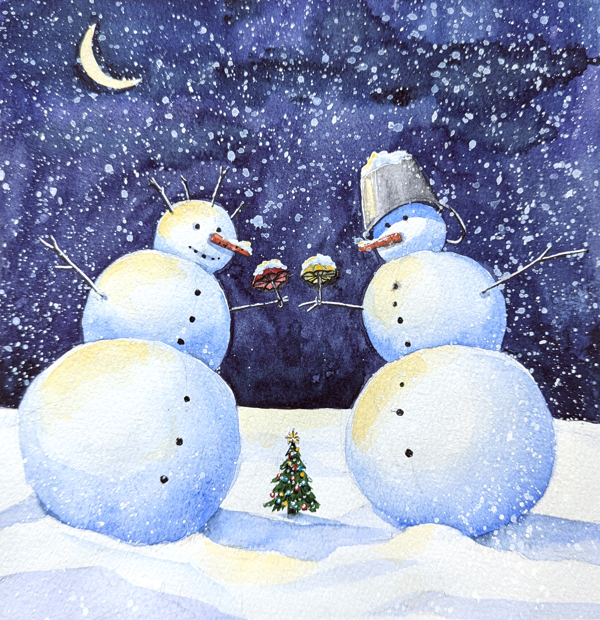 Snow Guards • watercolor • 8x8" • original sketchbook