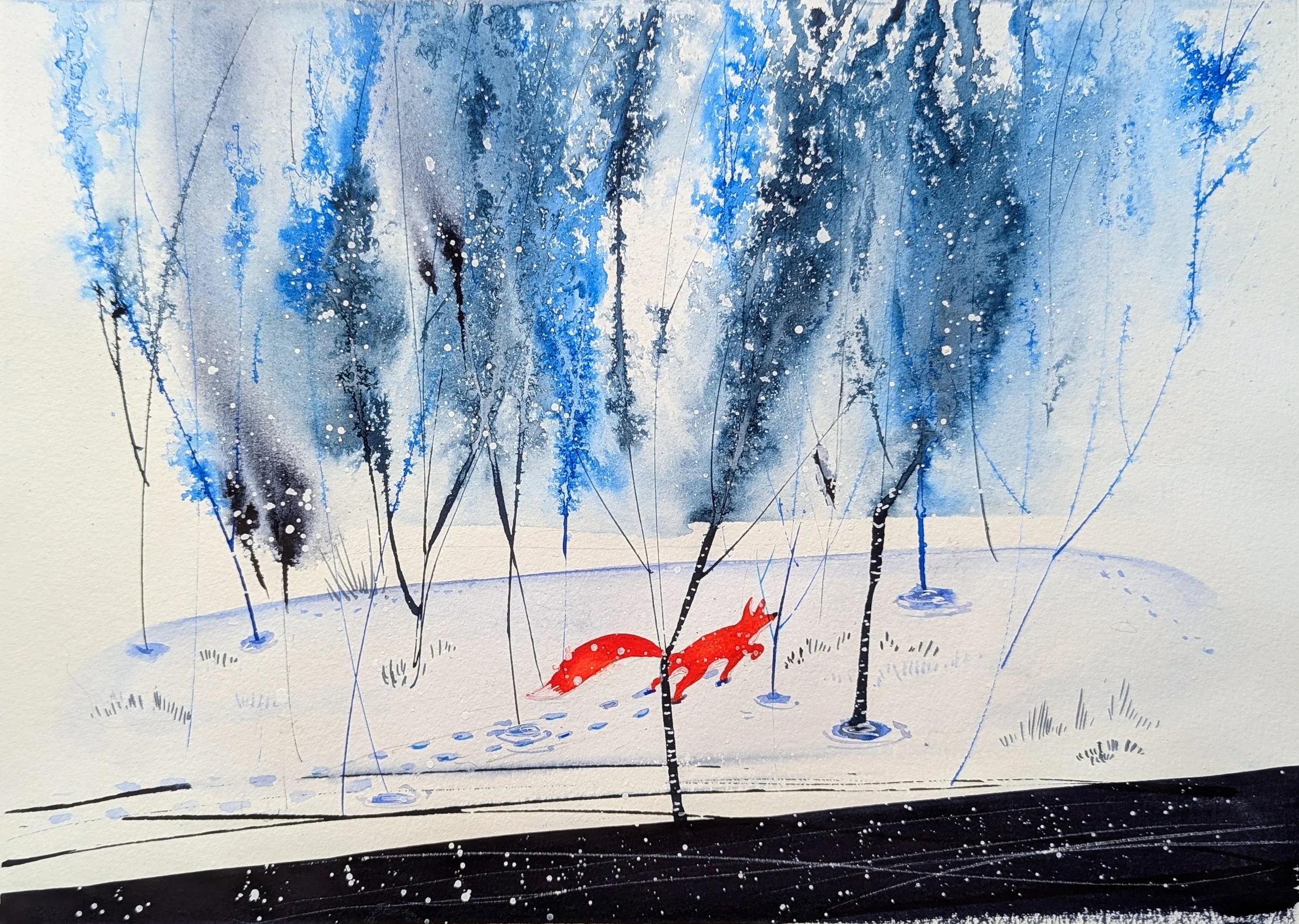 Little Red Fox • watercolor • 14x11" • available