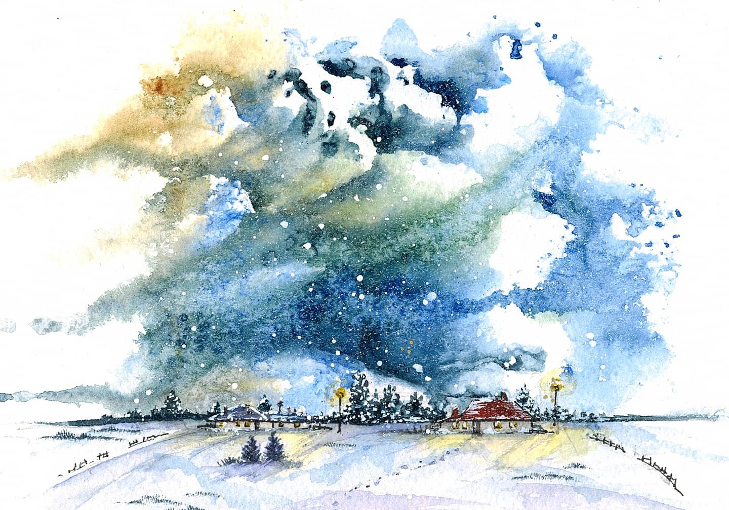 Winter Storm• watercolor • 8x6" • available