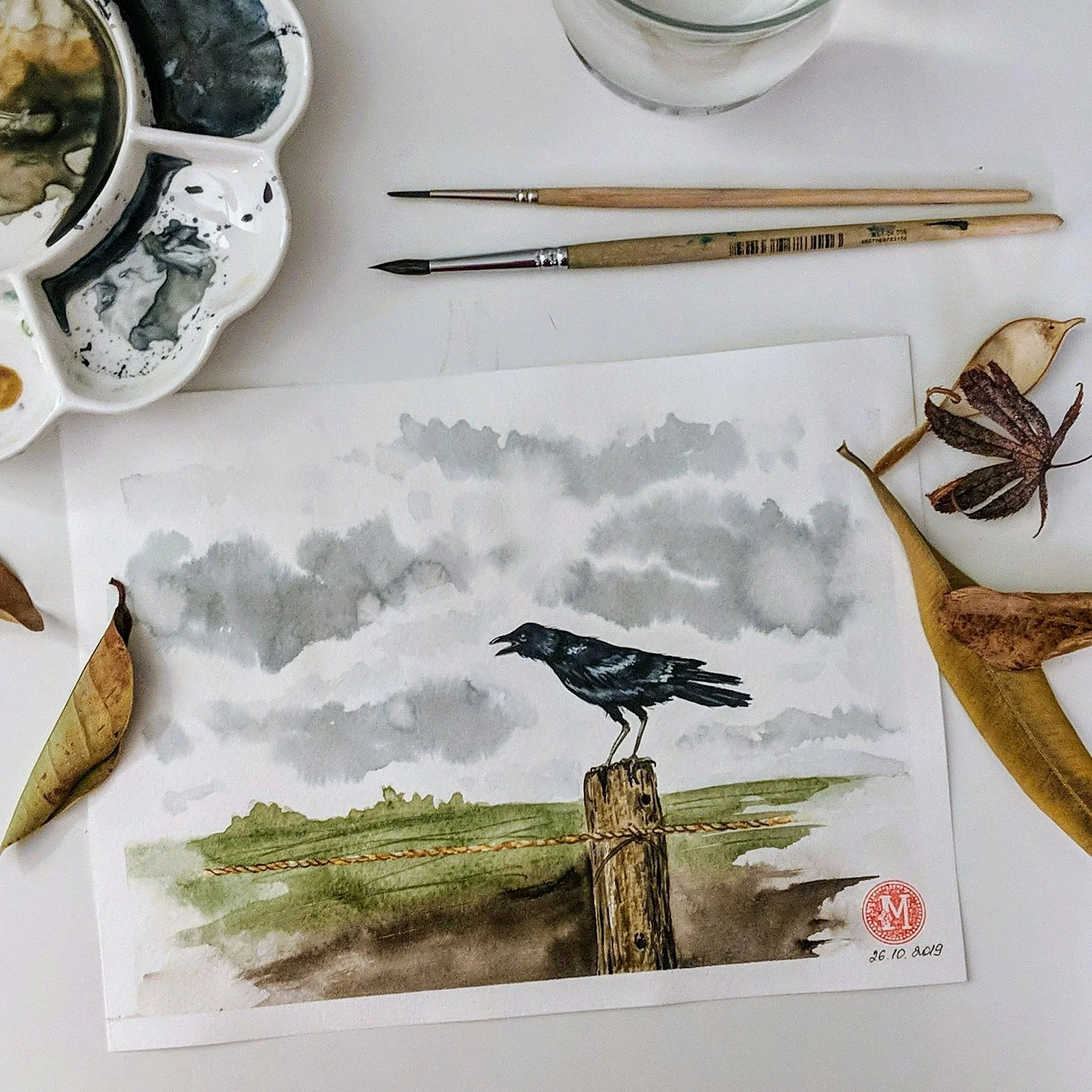 Nevermore • watercolor • 9x7" • available