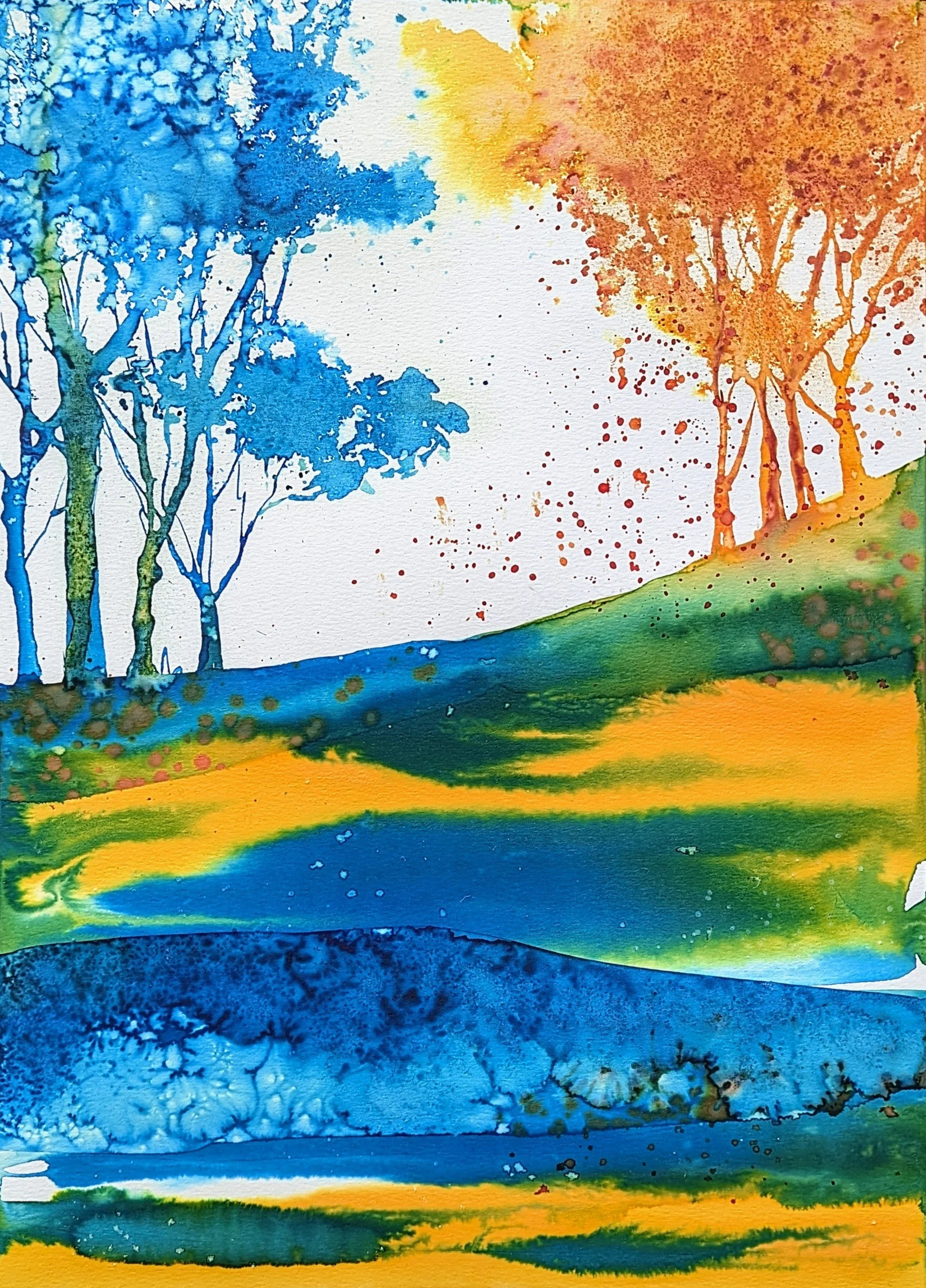 Fall Vibrance • watercolor & ink • 14x11" • available