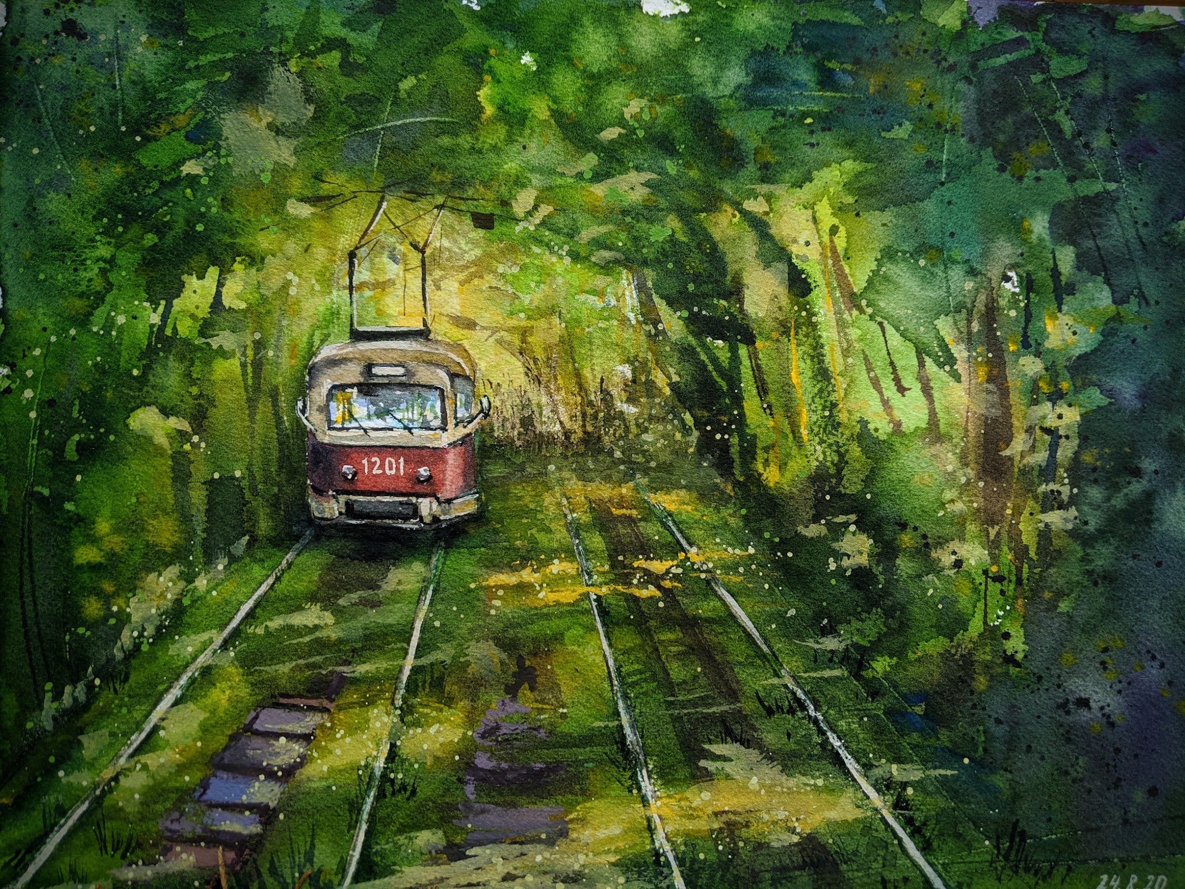 Green Tunnel • watercolor • 12x9" • in private collection