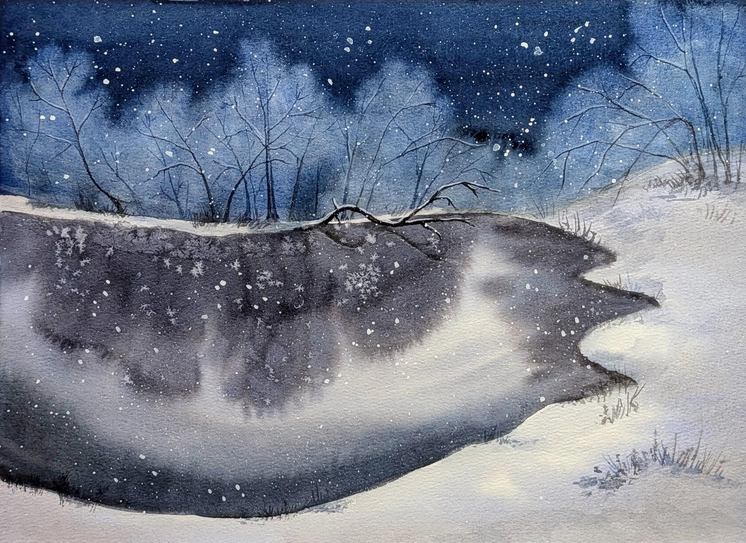 Sleepy Lake • watercolor • 14x10" • available