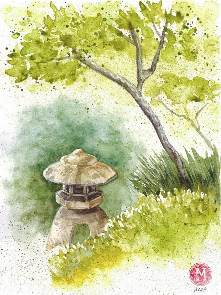 Japanese Garden • watercolor • 9x12" • in private collection