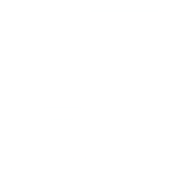 Black and white icon of a city skyline with buildings of various heights
