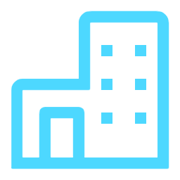 Outline of a building with two levels and a door